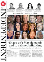 The Independent () Newspaper Front Page for 4 October 2017