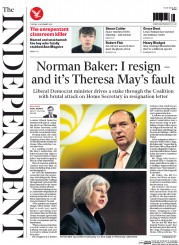 The Independent () Newspaper Front Page for 4 November 2014