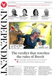 The Independent () Newspaper Front Page for 4 November 2016