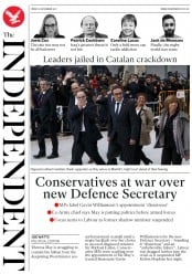 The Independent () Newspaper Front Page for 4 November 2017