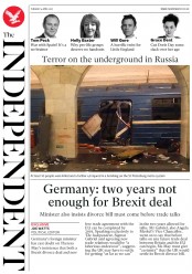 The Independent () Newspaper Front Page for 4 April 2017