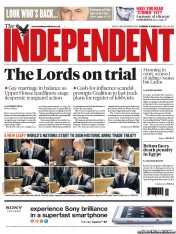 The Independent () Newspaper Front Page for 4 June 2013