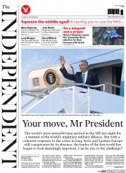 The Independent () Newspaper Front Page for 4 September 2014