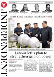 The Independent () Newspaper Front Page for 4 September 2017