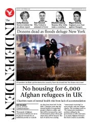 The Independent () Newspaper Front Page for 4 September 2021