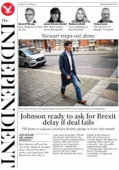 The Independent () Newspaper Front Page for 5 October 2019