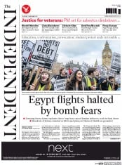The Independent () Newspaper Front Page for 5 November 2015