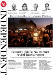 The Independent () Newspaper Front Page for 5 November 2019