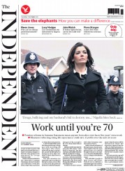 The Independent () Newspaper Front Page for 5 December 2013