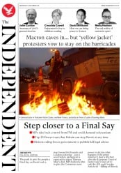 The Independent () Newspaper Front Page for 5 December 2018