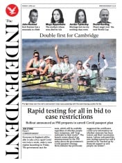 The Independent () Newspaper Front Page for 5 April 2021