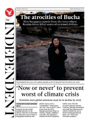 The Independent () Newspaper Front Page for 5 April 2022