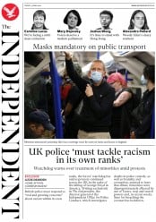 The Independent () Newspaper Front Page for 5 June 2020