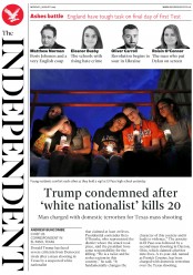 The Independent () Newspaper Front Page for 5 August 2019