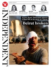 The Independent () Newspaper Front Page for 5 August 2020