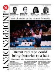 The Independent () Newspaper Front Page for 5 August 2021