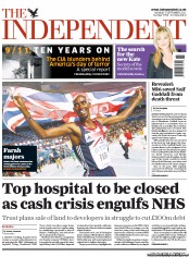 The Independent () Newspaper Front Page for 5 September 2011