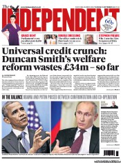 The Independent () Newspaper Front Page for 5 September 2013