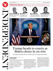 The Independent () Newspaper Front Page for 6 November 2020