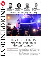 The Independent () Newspaper Front Page for 6 January 2017