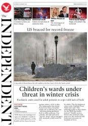 The Independent () Newspaper Front Page for 6 January 2018