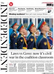 The Independent () Newspaper Front Page for 6 February 2014