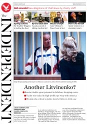 The Independent () Newspaper Front Page for 6 March 2018