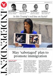 The Independent () Newspaper Front Page for 6 April 2017