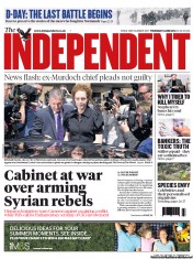 The Independent () Newspaper Front Page for 6 June 2013