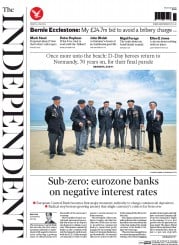 The Independent () Newspaper Front Page for 6 June 2014