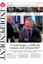 The Independent () Newspaper Front Page for 6 July 2016