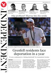 The Independent () Newspaper Front Page for 6 July 2017
