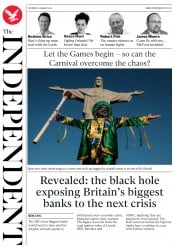 The Independent () Newspaper Front Page for 6 August 2016