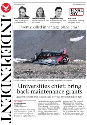 The Independent () Newspaper Front Page for 6 August 2018