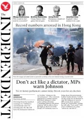 The Independent () Newspaper Front Page for 6 August 2019