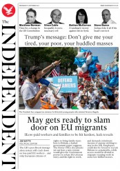 The Independent () Newspaper Front Page for 6 September 2017