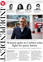 The Independent () Newspaper Front Page for 7 November 2019