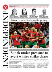 The Independent () Newspaper Front Page for 7 December 2022