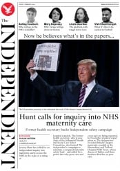 The Independent () Newspaper Front Page for 7 February 2020