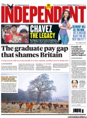 The Independent () Newspaper Front Page for 7 March 2013