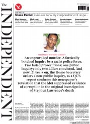 The Independent () Newspaper Front Page for 7 March 2014