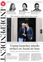 The Independent () Newspaper Front Page for 7 April 2017