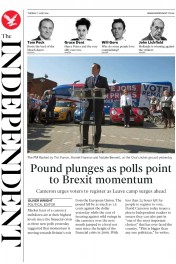 The Independent () Newspaper Front Page for 7 June 2016