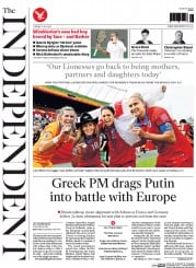 The Independent () Newspaper Front Page for 7 July 2015