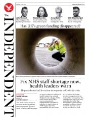 The Independent () Newspaper Front Page for 7 July 2020