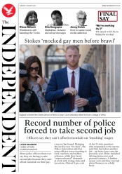 The Independent () Newspaper Front Page for 7 August 2018