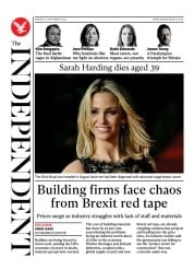 The Independent () Newspaper Front Page for 7 September 2021