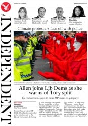 The Independent () Newspaper Front Page for 8 October 2019