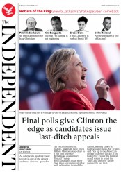 The Independent () Newspaper Front Page for 8 November 2016