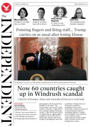 The Independent () Newspaper Front Page for 8 November 2018